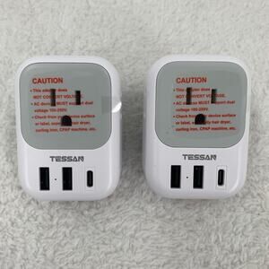 2 Tessan Travel Plug Adapter TS-161-EU-C 4 Outlet/2 USB/1 USB-C US to Europe